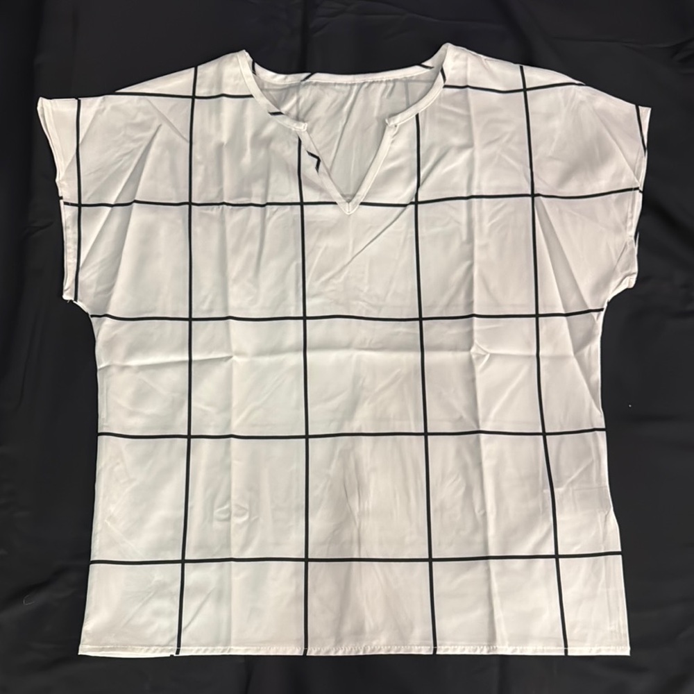 Chic White Grid Pattern Top